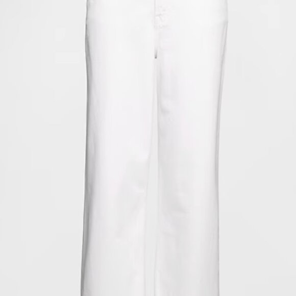 Gap High Rise Stride Wide-Leg Ankle Jeans in White 30 Tall - Picture 2 of 3